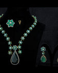 Diamond Necklace With Onyx With Earring Set