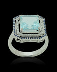 Diamond Ring With Natural Aquamarines And Blue Sapphires