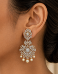Diamond Earrings with changeable Natural Emeralds/Rubies and Pearl Drops