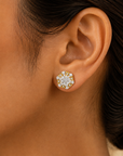 Diamond Hexagon Stud Earrings