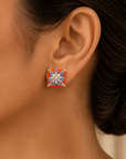 Coral Tanzanite and Diamond Earrings