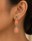 Diamond Earrings With Natural Sapphire Ruby And Coral