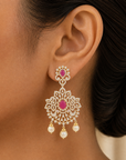 Changeable Emerald/Ruby and Diamond Earrings