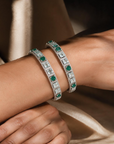 Natural Emerald, Aquamarine and Diamond Bangles