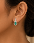 Natural Carved Emerald and Diamond Earrings