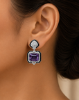 Cocktail Diamond Earrings with Natural Amethyst