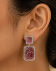 Diamond Earrings with Natural Pink Tourmaline