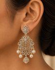 Diamond Earrings with Natural Emeralds/Rubies and Pearl Drops