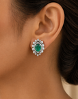 Diamond Studs with Natural Emeralds and Pearls