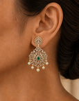2 In 1 Bridal Diamond Earrings with changeable Natural Emerald/Rubies and Pearl Drops