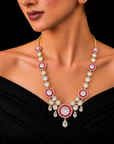 2 In 1 Diamond Necklace and Pendant with Natural Morganite and Spinel