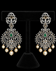 2 In 1 Diamond Earrings with changeable Natural Emeralds /Rubies and Pearl Drops