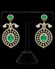 Diamond Earrings with Oval and Pear Shaped Natural Emeralds