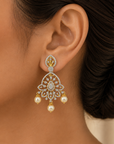 Diamond Earrings with changeable Natural Emeralds/Rubies and Pearl Drops