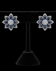 Floral Diamond Earrings with Blue Sapphires