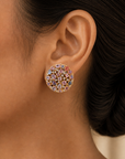 Diamond Earrings With Spinel And Multi Color Sapphires