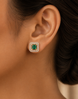Diamond Earrings with Natural Emeralds