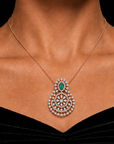 Diamond Pendant With Natural Emeralds