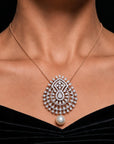 Diamond Pendant with Pearl Drops