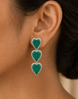 Heart Shaped Diamond Earrings With Natural Onyx