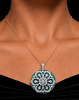 Diamond Pendant With Natural Jade