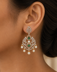2 In 1 Diamond Earrings with Natural Emeralds/Rubies And Pearl Drops.