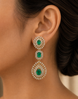 Layered Diamond Earrings with Natural Changeable Rubies & Emeralds
