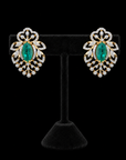 Diamond Studs with Natural Emeralds