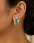 Diamond Studs with Natural Emeralds