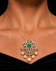 Diamond Pendant with changeble natural emeralds/rubies and pearl drops