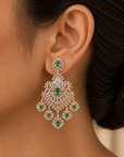 Diamond 3-in-1 Multi-Gemstone Earrings with Natural Emerald, Ruby and Pearl