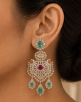 Diamond 3-in-1 Convertible Earrings with Natural Emerald, Ruby and Pearl