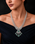 Diamond Heritage Statement Necklace with Natural Emerald and Ruby