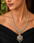 Diamond Necklace With Natural Emerald, Ruby and Pearl Accents