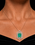 Diamond Pendant with Natural Emerald Center Stone