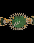 Natural Carved Emerald and Diamond Bracelet