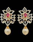 Chandbali/Buttalu and Butta Earrings made of Emeralds, Rubies, Gold, and Diamond and Pearls