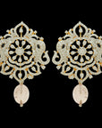Natural Morganite and Diamond Earrings with Pearl Drops