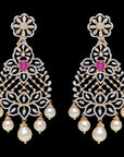 Detachable Multipurpose Cokar Necklace Earrings (Cevigopulu) Set made of Gold, Diamond, and Pearls Rubies