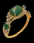 Natural Carved Emerald and Diamond Bracelet