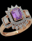 Designer Cocktail Diamond Ring with Natural Pink Sapphire