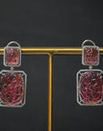 Diamond Earrings with Natural Pink Tourmaline