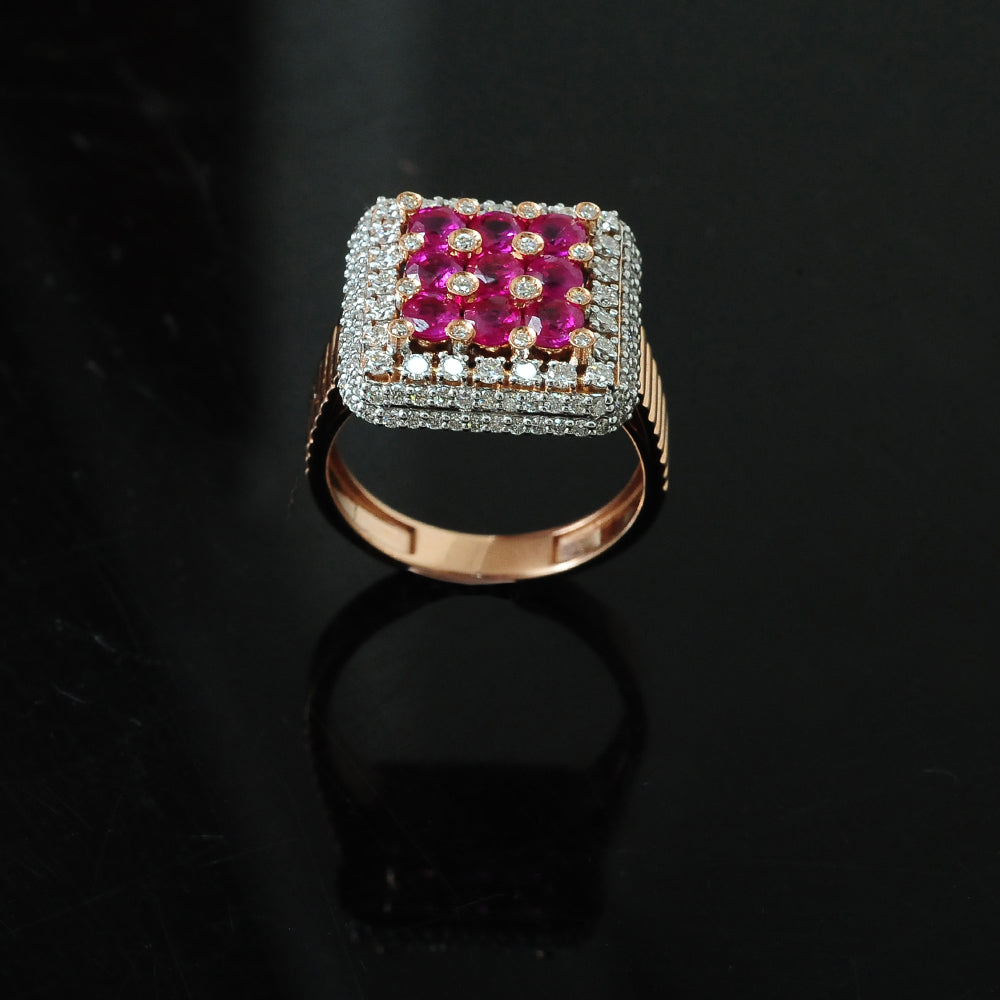 Cocktail Diamond Ring with Natural Rubies – Maaya Fine Jewels