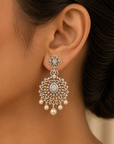 2-in-1 Diamond Earrings with changeable Natural Emeralds/Rubles and Pearl Drops