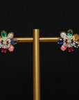 Diamond Studs with Natural Emeralds, Rubies, Blue Sapphires, Yellow Sapphires, Aquamarine, Corals and Pearls