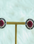 Diamond Studs with Natural Rubies and Black Diamonds