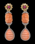 Diamond Earrings With Natural Sapphire Ruby And Coral