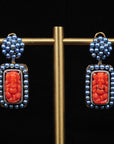 Diamond Earrings with Natural Corals and Pearls.