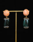 Diamond Earrings with Natural Emeralds and Corals.