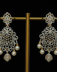 Diamond Earrings with Natural Emeralds/Rubies and Pearl Drops
